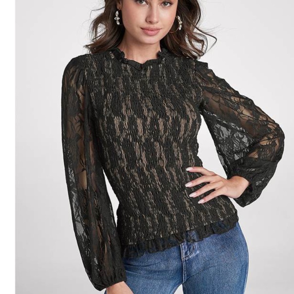 Lace Smocked Top